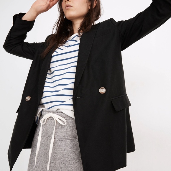 New Madewell Caldwell Double-Breasted Blazer in Black - Picture 3 of 6